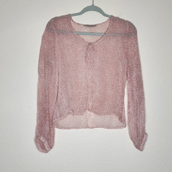 Allsaints Sevin Leox Dotted Sheer Blouse S - Picture 3 of 5